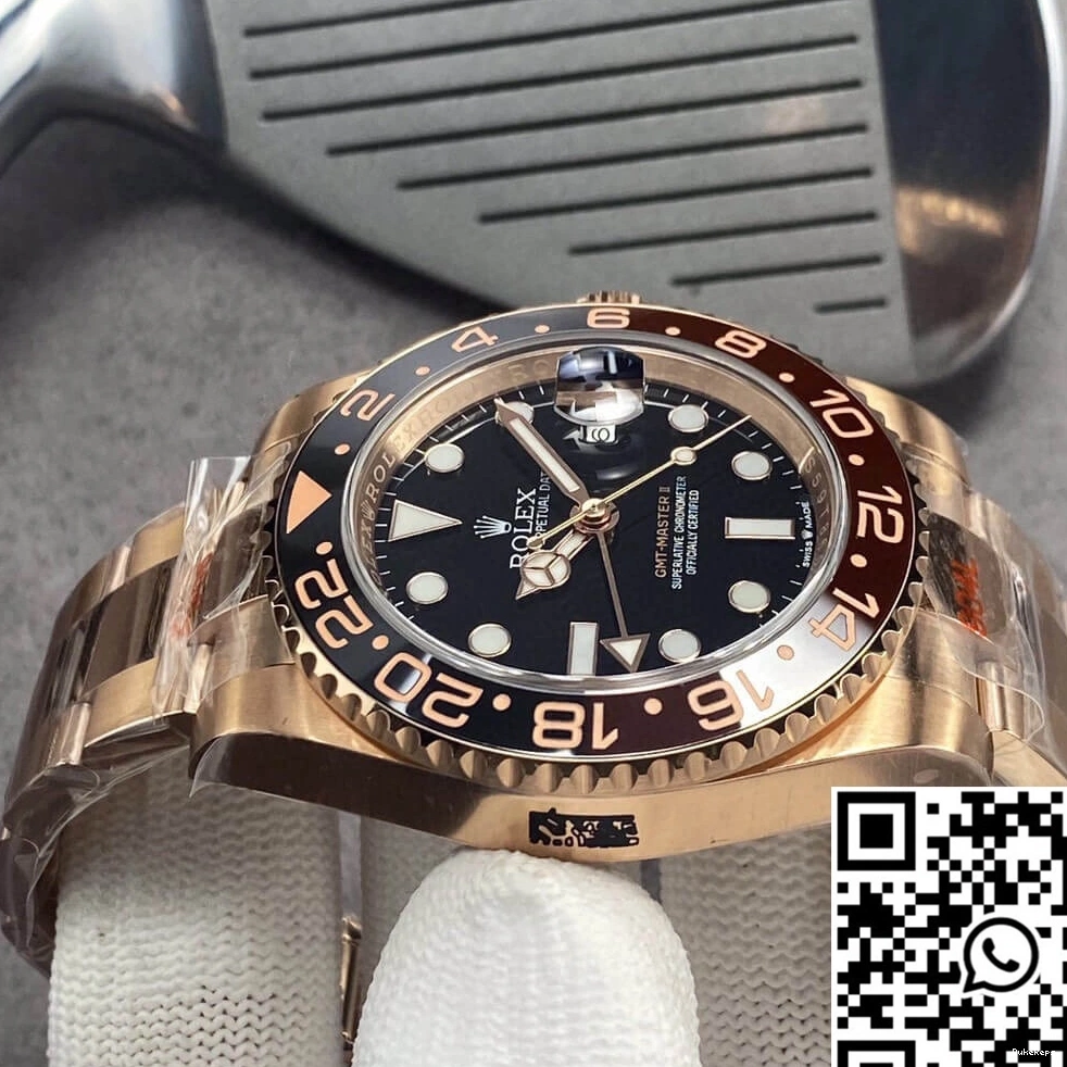 Rose GM 126715CHNR-0001 Master GMT Factory II Gold Dial Rolex Black 0906